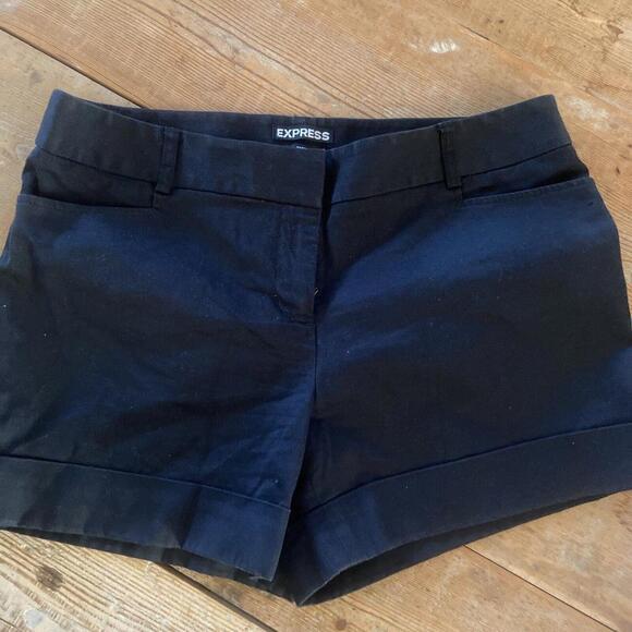 Express Black Cuffed Shorts - Size 8 - Picture 1 of 4